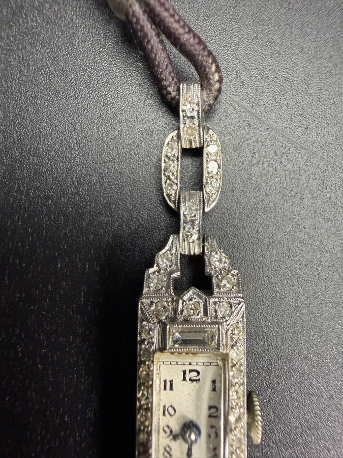 Platinum (90%) / Iridium (10%) Swiss Watch Set With (54) 1.25mm Single Cut Natural Diamonds And (2) 4 x 1.5mm Baguette Natural Diamonds Est. .68cttw Working 11.9g Retails $3,400 [Photo 6]