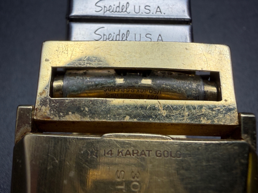 14k Gold Men's Mid-Century Hamilton Wrist Watch With Engraving On Back 'To Honor His 30th Anniversary With Standard Oil Company Of California April 1954' 57.5g [Photo 5]