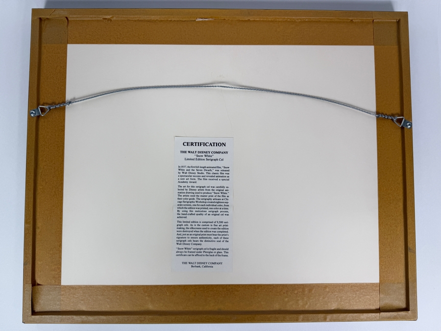 The Walt Disney Company 'Snow White' Limited Edition Serigraph Cel 13 X 9.5 Framed 21 X 17 [Photo 11]