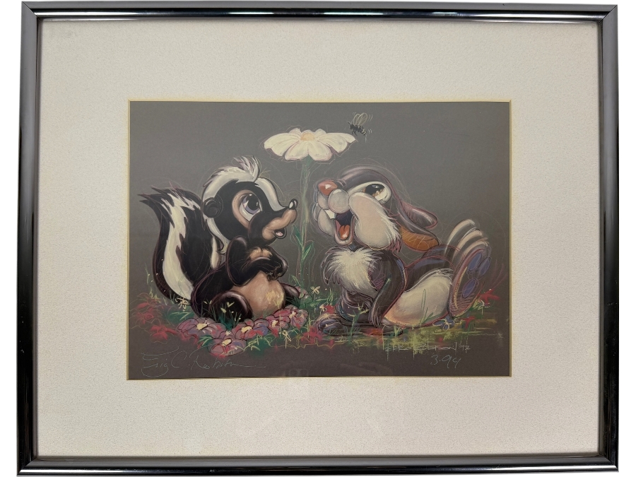 Hand Signed Eric Robison Limited Edition Lithographic Print Featuring Disney Characters Thumper And Flower 13 X 10 Framed 21 X 17 [Photo 2]