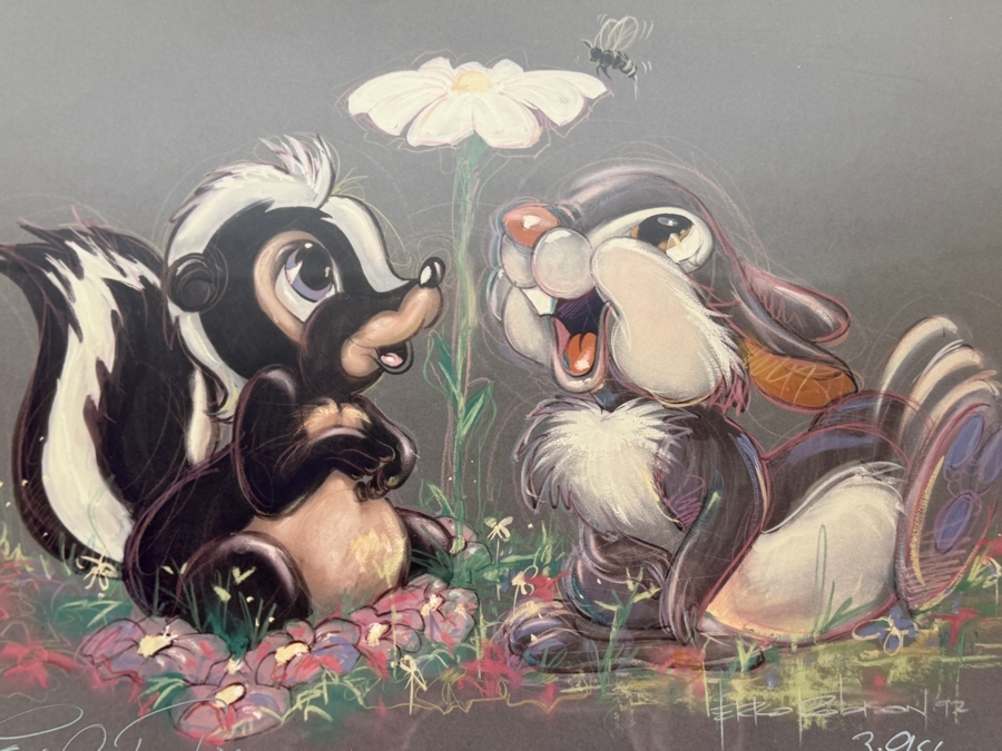 Hand Signed Eric Robison Limited Edition Lithographic Print Featuring Disney Characters Thumper And Flower 13 X 10 Framed 21 X 17 [Photo 5]