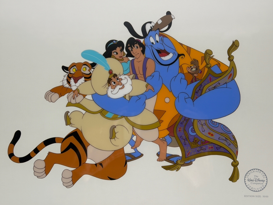 The Walt Disney Company 'Aladdin' Limited Edition Serigraph Cel 13 X 10 Framed 20 X 17.5