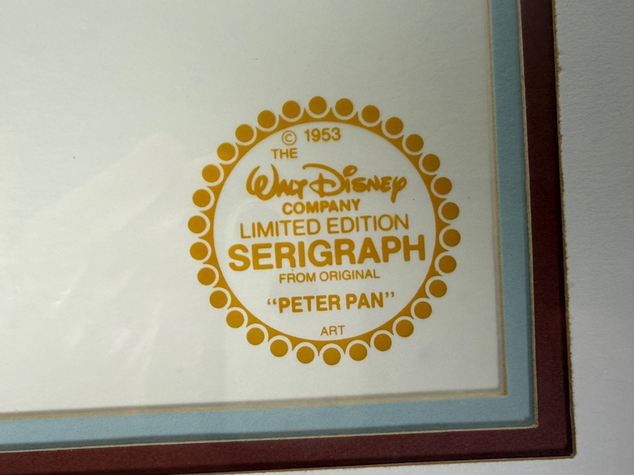 The Walt Disney Company 'Peter Pan' Limited Edition Serigraph Cel 13.5 X 9.5 Framed 21 X 17 [Photo 6]