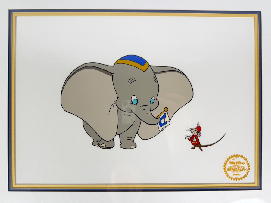 The Walt Disney Company 'Dumbo' Limited Edition Serigraph Cel 13.5 X 9.5 Framed 21 X 17