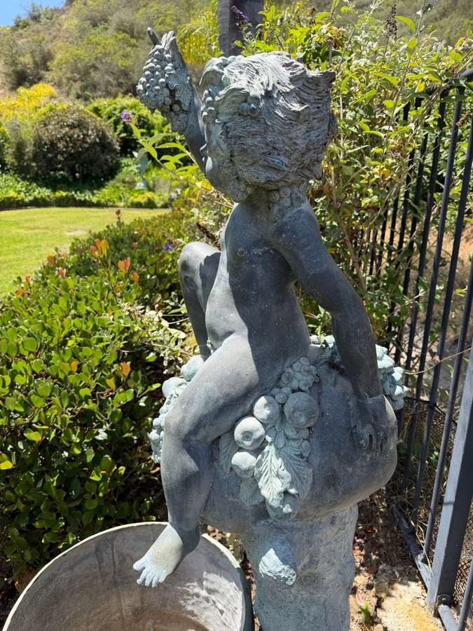 Large Bronze Figural Bacchus Garden Fountain With Wine Barrel 66'H [Photo 12]