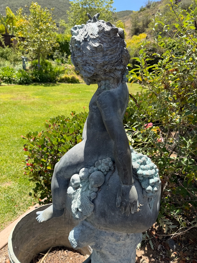 Large Bronze Figural Bacchus Garden Fountain With Wine Barrel 66'H [Photo 13]