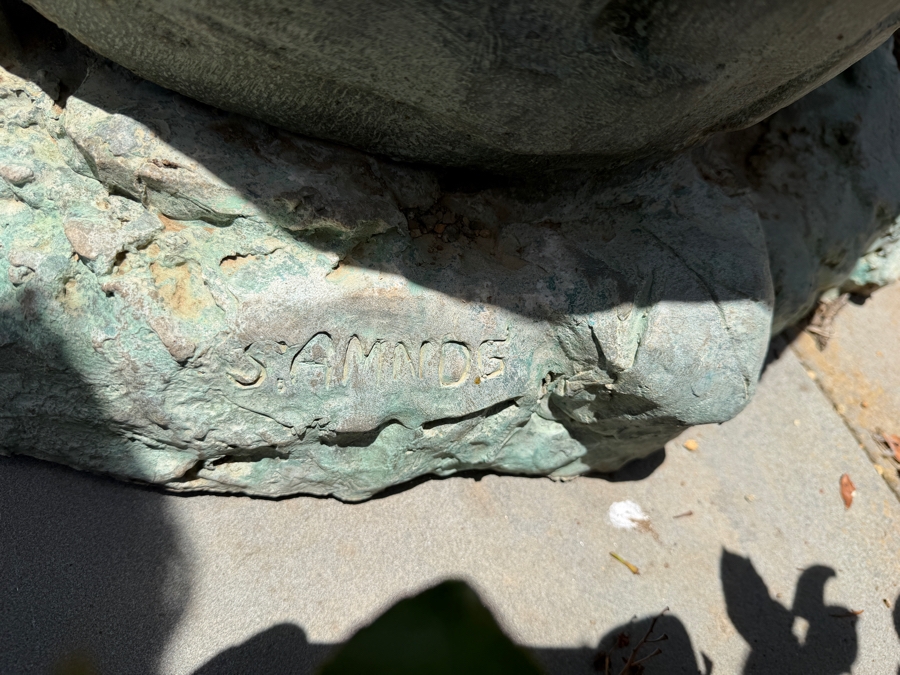 Large Bronze Figural Bacchus Garden Fountain With Wine Barrel 66'H [Photo 9]