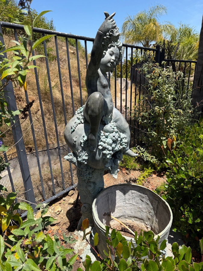 Large Bronze Figural Bacchus Garden Fountain With Wine Barrel 66'H [Photo 15]