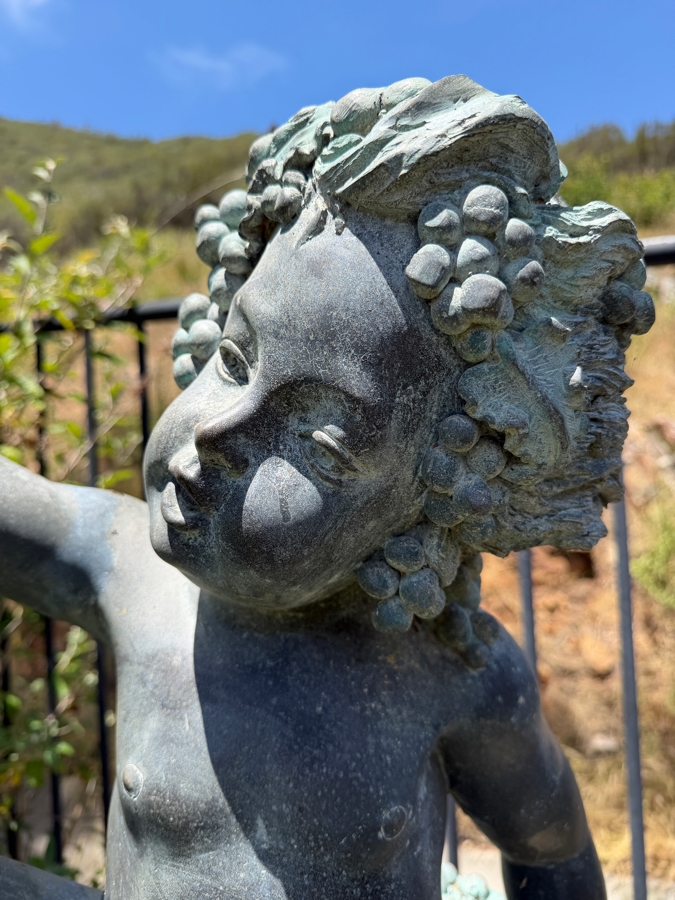 Large Bronze Figural Bacchus Garden Fountain With Wine Barrel 66'H [Photo 6]