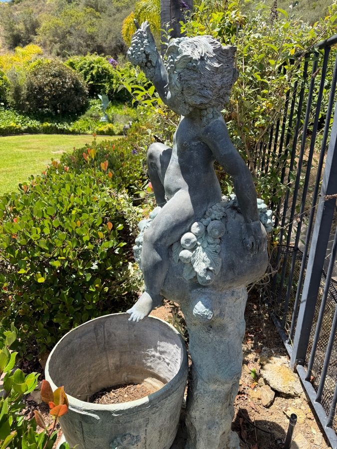 Large Bronze Figural Bacchus Garden Fountain With Wine Barrel 66'H [Photo 11]