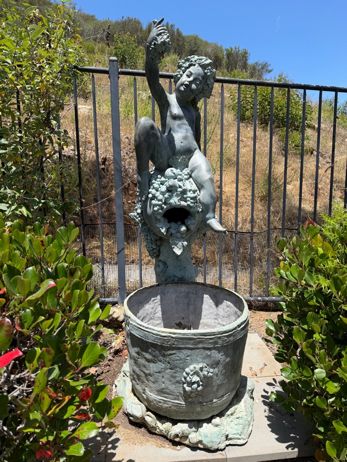 Large Bronze Figural Bacchus Garden Fountain With Wine Barrel 66'H [Photo 2]