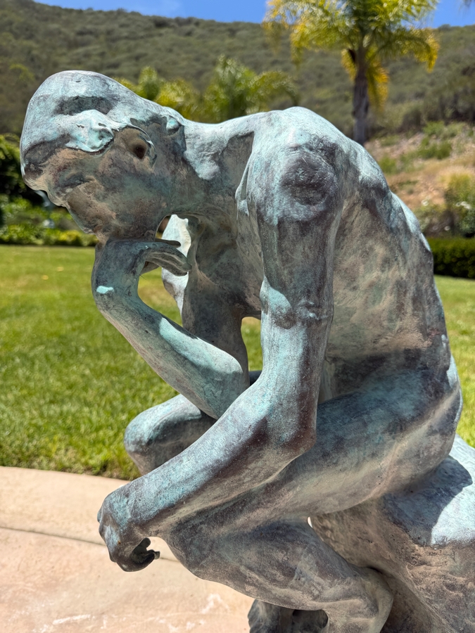 Vintage Auguste Rodin Bronze Statue Titled 'The Thinker' On Marble Base 30'H [Photo 6]