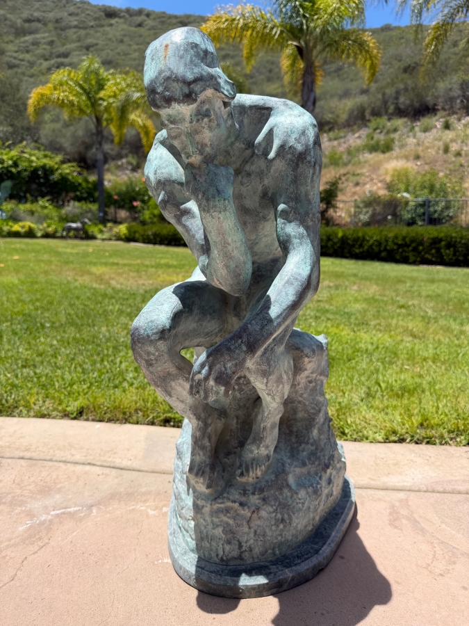 Vintage Auguste Rodin Bronze Statue Titled 'The Thinker' On Marble Base 30'H [Photo 2]