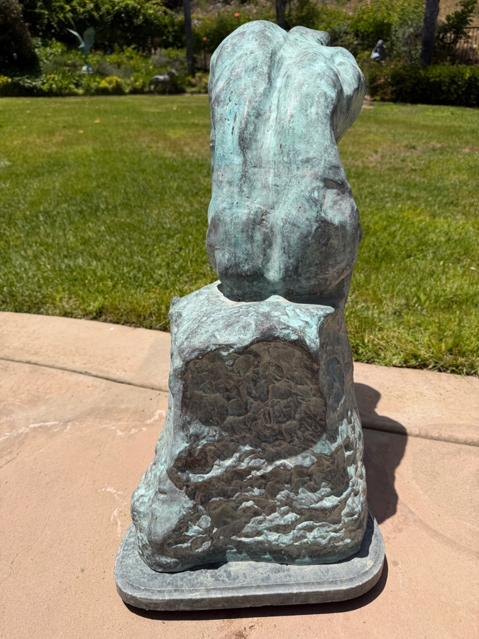 Vintage Auguste Rodin Bronze Statue Titled 'The Thinker' On Marble Base 30'H [Photo 11]