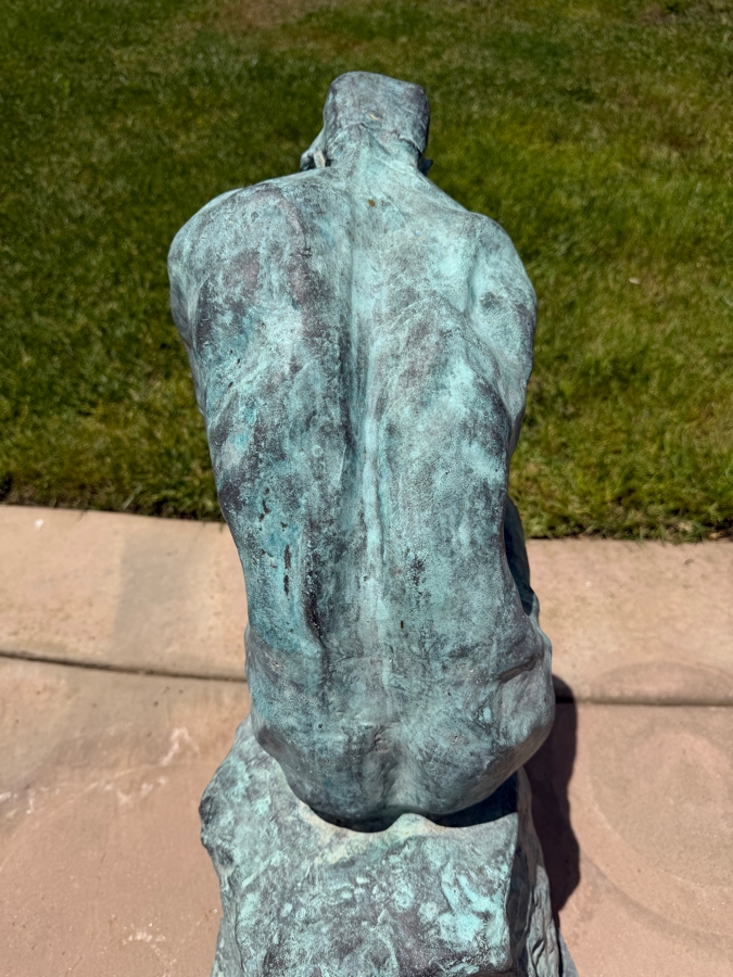 Vintage Auguste Rodin Bronze Statue Titled 'The Thinker' On Marble Base 30'H [Photo 12]