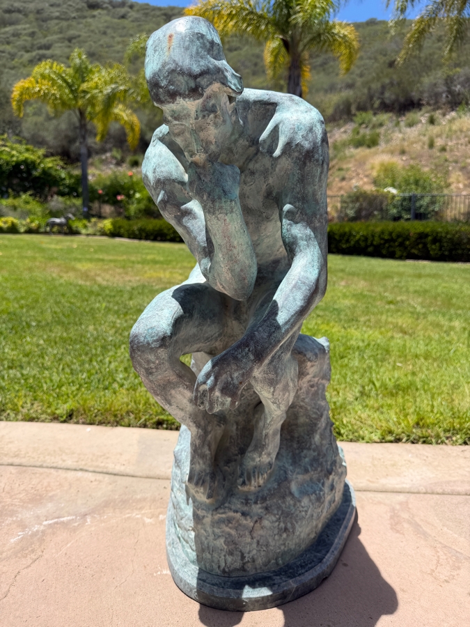 Vintage Auguste Rodin Bronze Statue Titled 'The Thinker' On Marble Base 30'H [Photo 3]
