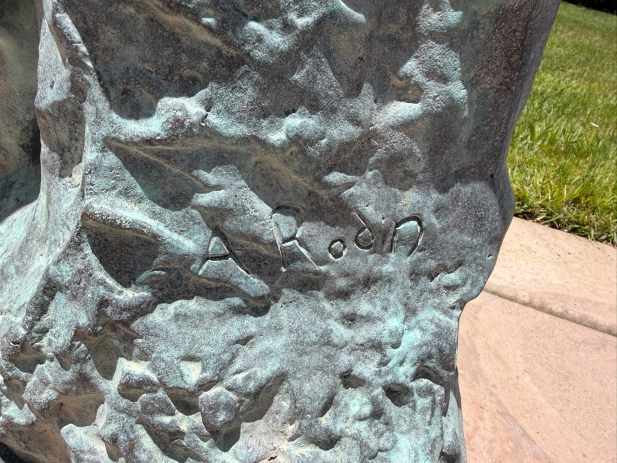 Vintage Auguste Rodin Bronze Statue Titled 'The Thinker' On Marble Base 30'H [Photo 14]