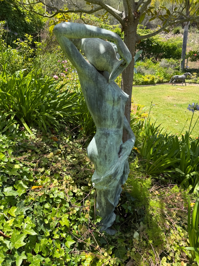 Large Life Size Bronze Garden Fountain Statue Of A Female Figure Pouring Water From A Jug 64'H [Photo 2]
