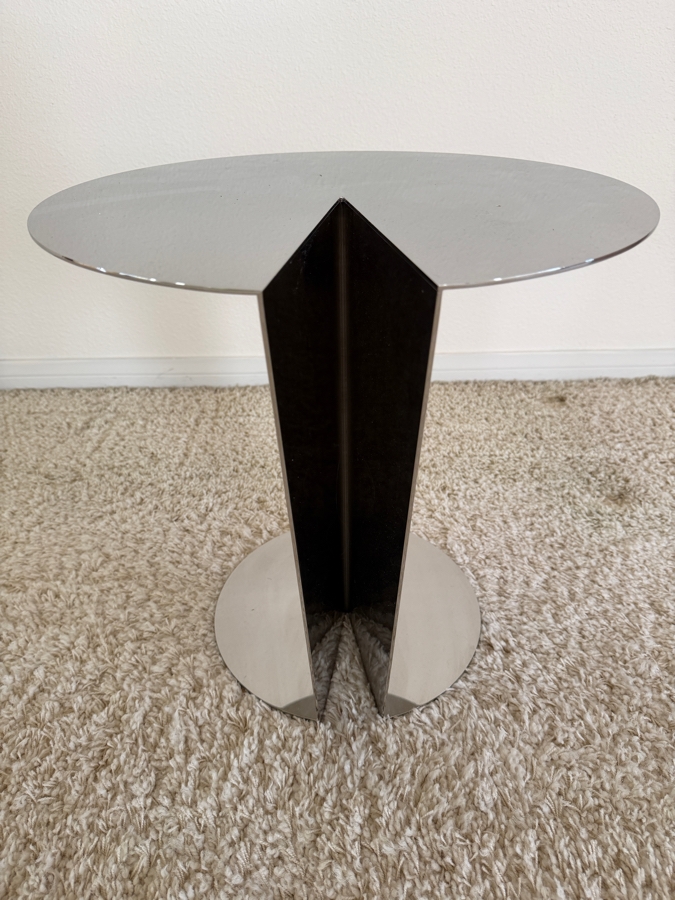 Stainless Steel Pacman End Table Cocktail Table Designed By Kendall Wilkinson 18W X 18H [Photo 3]