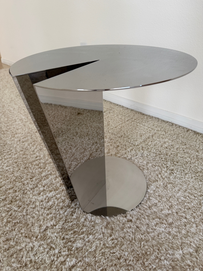 Stainless Steel Pacman End Table Cocktail Table Designed By Kendall Wilkinson 18W X 18H