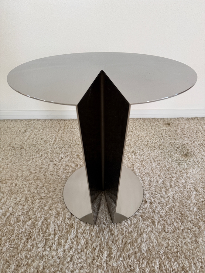 Stainless Steel Pacman End Table Cocktail Table Designed By Kendall Wilkinson 18W X 18H [Photo 2]