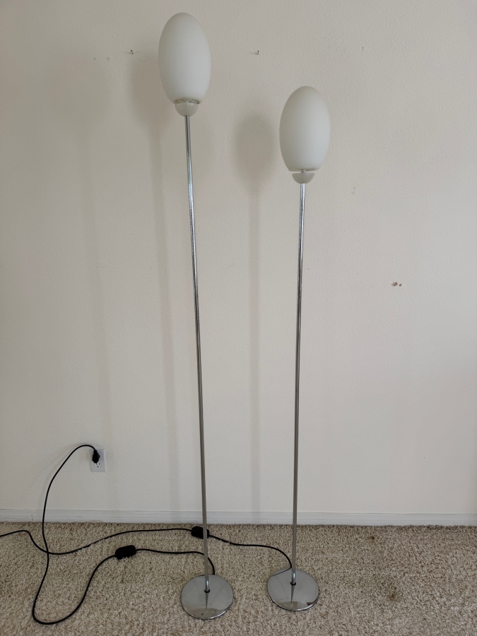(2) Iconic 'Brera' Floor Lamps Designed By Achille Castiglioni For Flos Made In Italy 76'H & 70'H