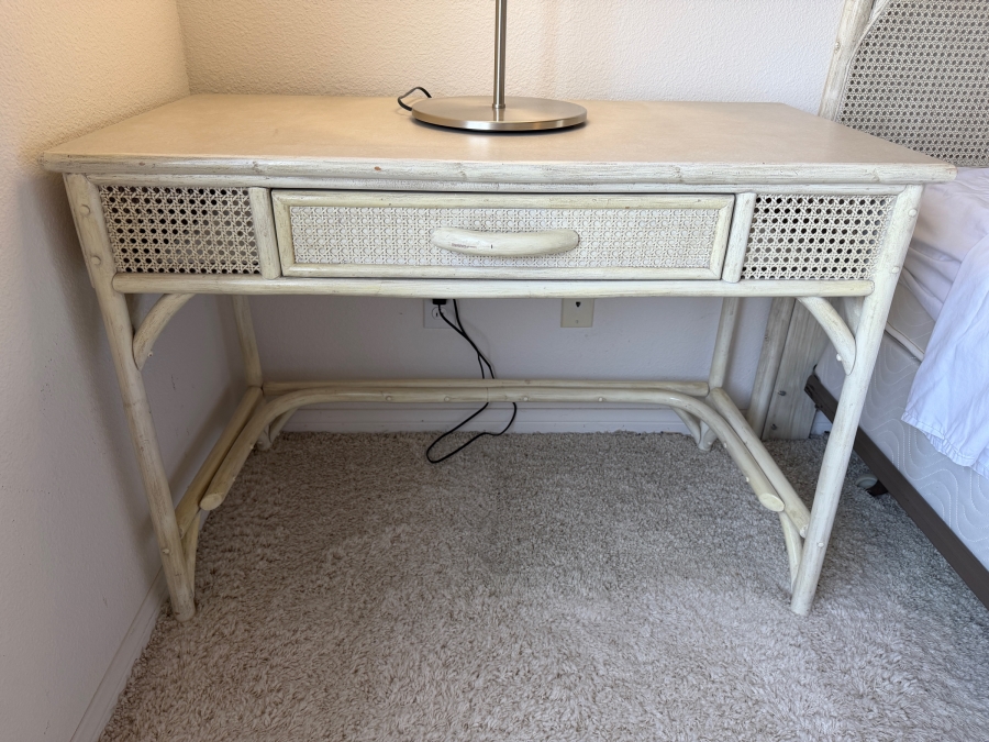 Vintage Wicker And Rattan Desk 42W X 21D X 29.5H
