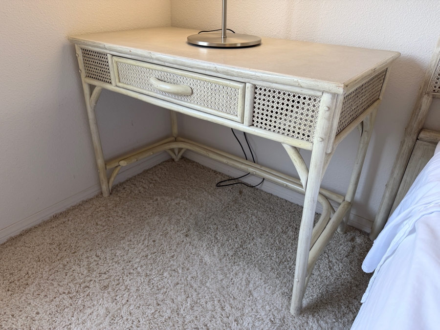 Vintage Wicker And Rattan Desk 42W X 21D X 29.5H [Photo 3]