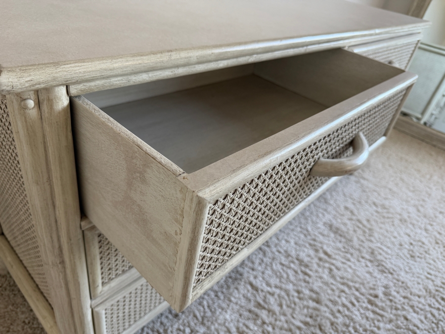 Vintage Wicker And Rattan 6-Drawer Chest Of Drawers Dresser 58.5W X 20D X 29H [Photo 6]