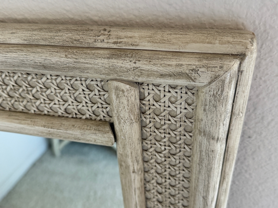 Vintage Wicker And Rattan Wall Mirror 30 X 37 [Photo 2]