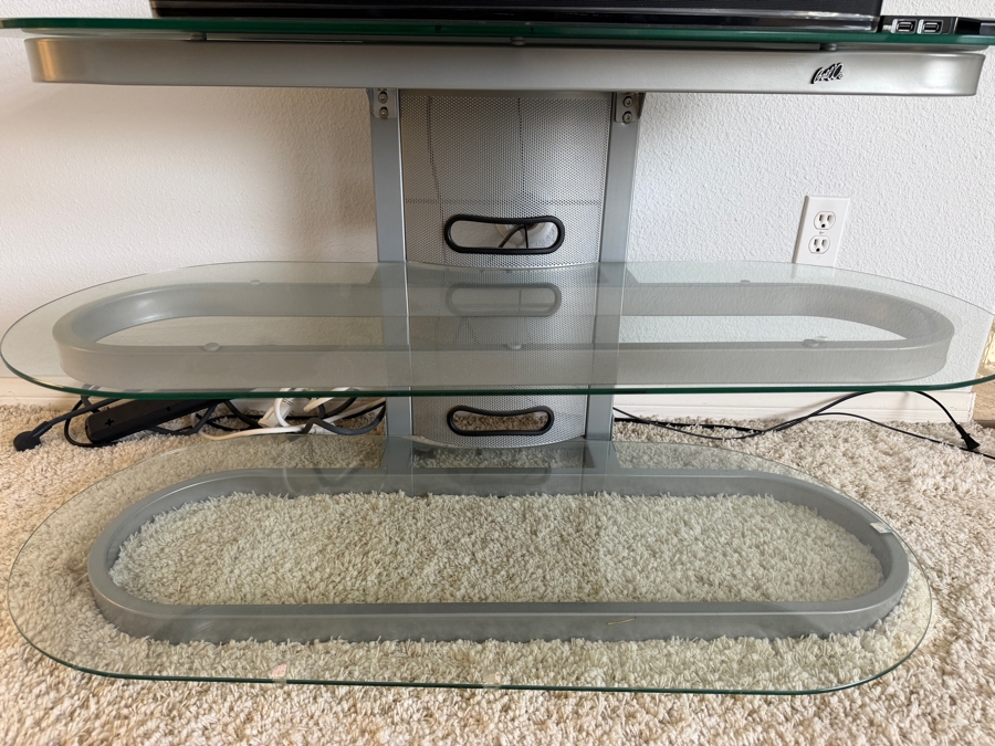 Bell'O Silver Metal And Glass Audio Video Stand 42W X 21D X 24H [Photo 4]