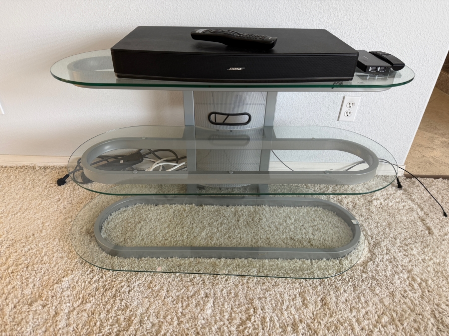 Bell'O Silver Metal And Glass Audio Video Stand 42W X 21D X 24H [Photo 2]