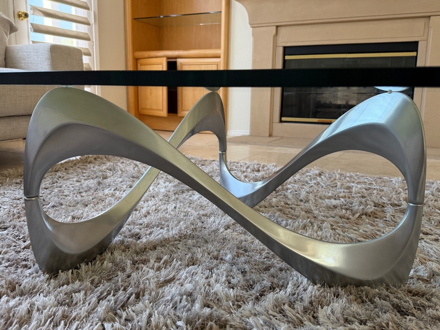 Mid-Century Modern 'Snake' Coffee Table Designed By Knut Hesterberg For Ronald Schmitt Featuring A Sculptural Cast Aluminum 40W X 46D X 15H [Photo 4]