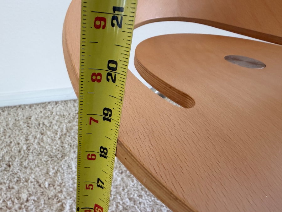 Magis Lyra Stool Designed By Design Group Italia With A Scooped Beech Wood Seat And Curved Chrome Legs 18.5' Seat Height [Photo 12]