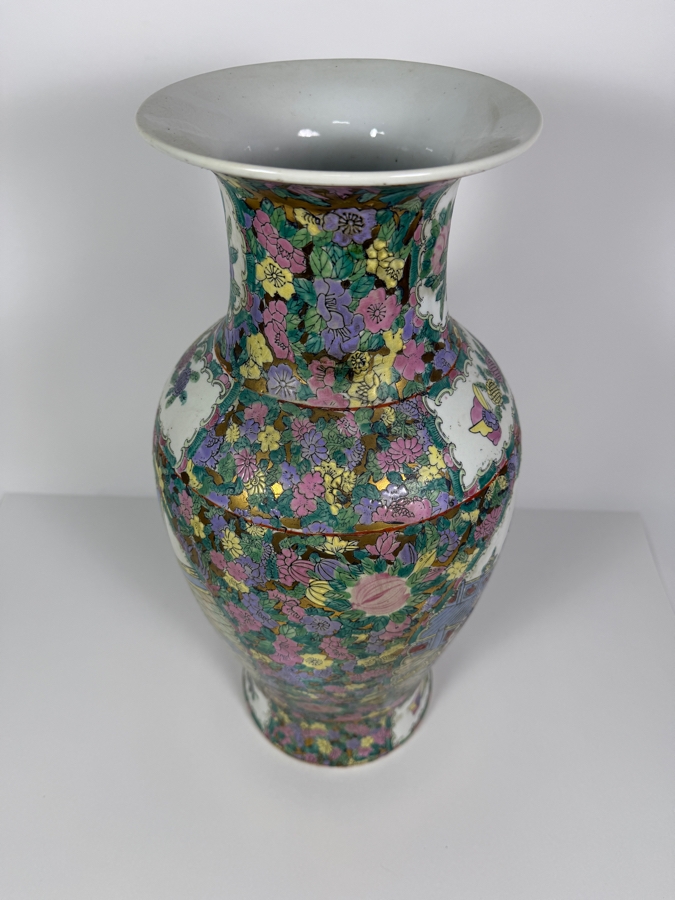 Hand-painted Chinese Porcelain Famille Rose Medallion Vase 18.5H [Photo 5]