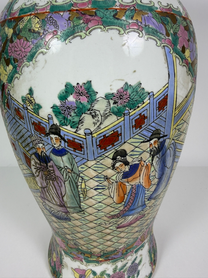 Hand-painted Chinese Porcelain Famille Rose Medallion Vase 18.5H [Photo 2]