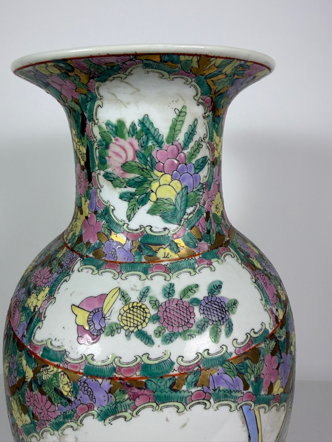 Hand-painted Chinese Porcelain Famille Rose Medallion Vase 18.5H [Photo 3]
