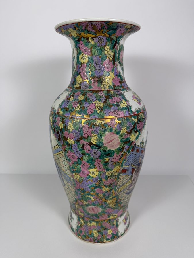 Hand-painted Chinese Porcelain Famille Rose Medallion Vase 18.5H [Photo 4]