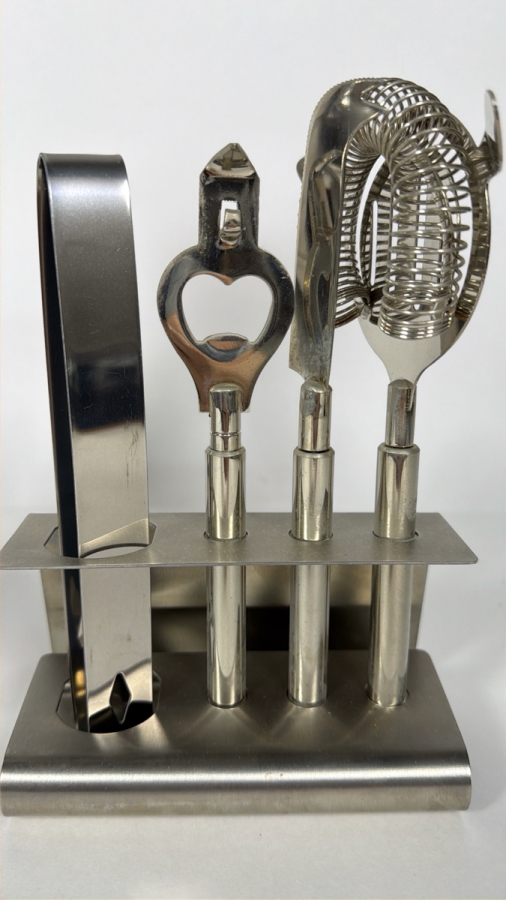 Pottery Barn Penguin Cocktail Shaker And Williams-Sonoma 5-Piece Cocktail Bar Tool Set With Stand [Photo 4]