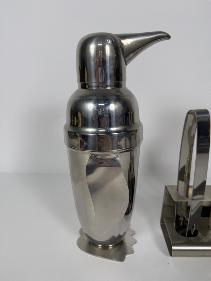 Pottery Barn Penguin Cocktail Shaker And Williams-Sonoma 5-Piece Cocktail Bar Tool Set With Stand [Photo 3]