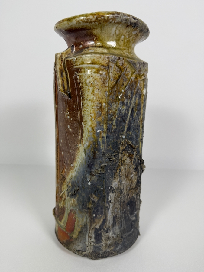 Vintage Japanese Brutalist Studio Pottery Vase 10.25'H [Photo 4]