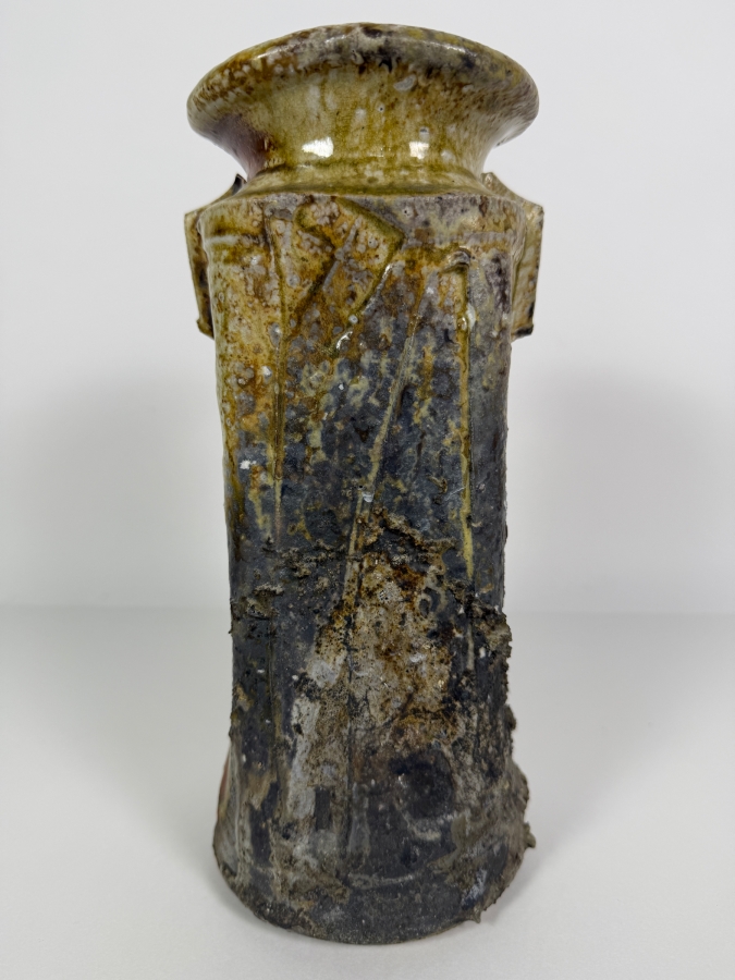 Vintage Japanese Brutalist Studio Pottery Vase 10.25'H [Photo 2]