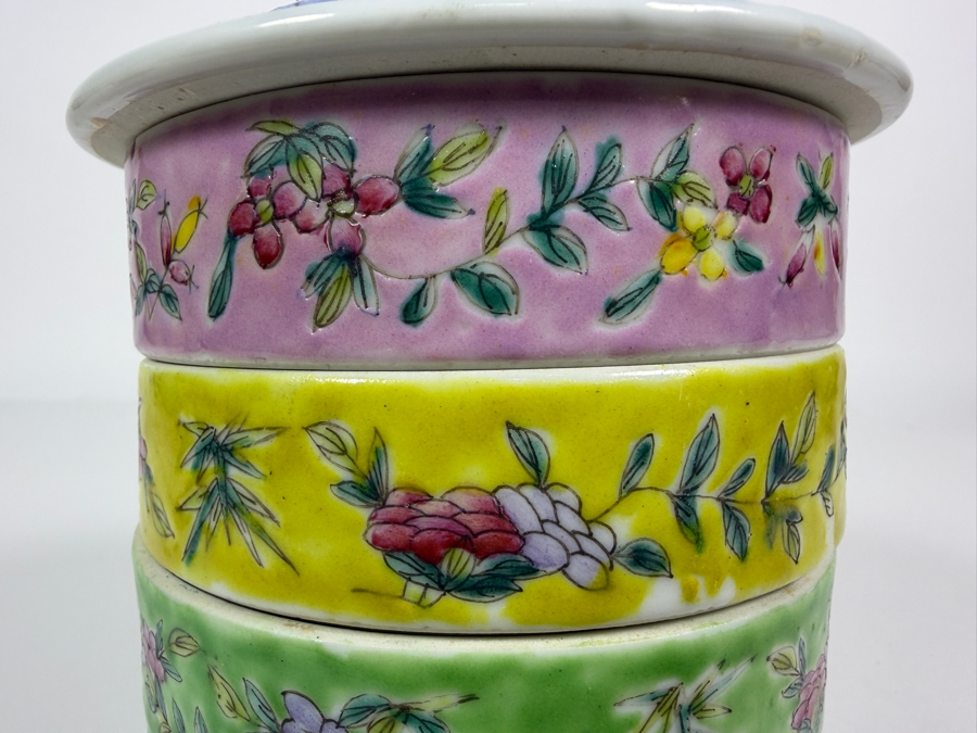 Vintage Chinese Famille Rose Porcelain Stacking Food Container 7H [Photo 4]