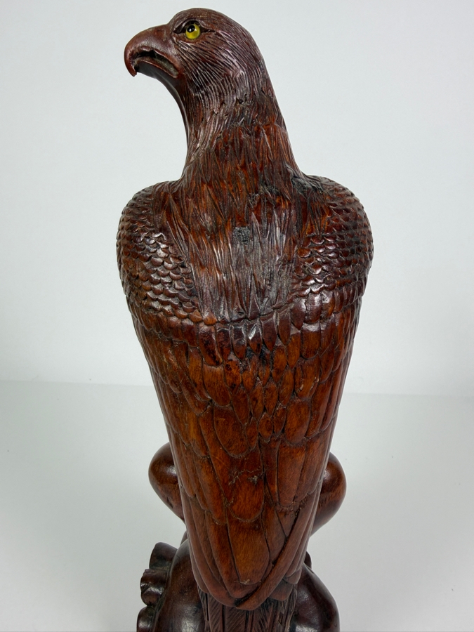 Impressive Hand Carved Wooden Eagle Figurine 11.5H [Photo 6]