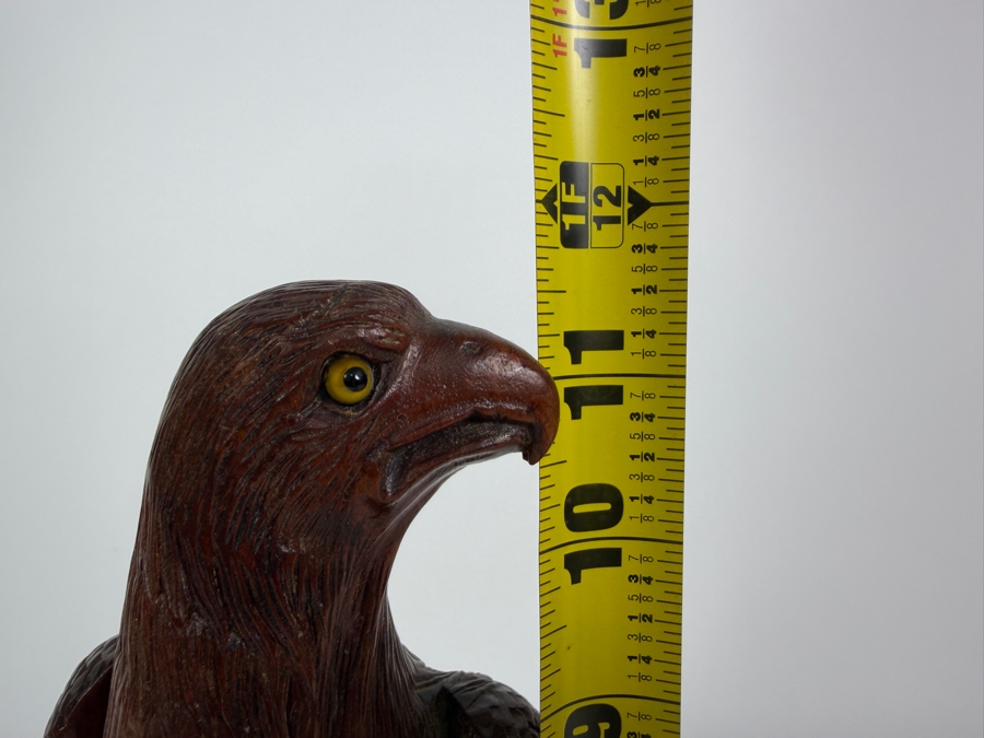 Impressive Hand Carved Wooden Eagle Figurine 11.5H [Photo 11]