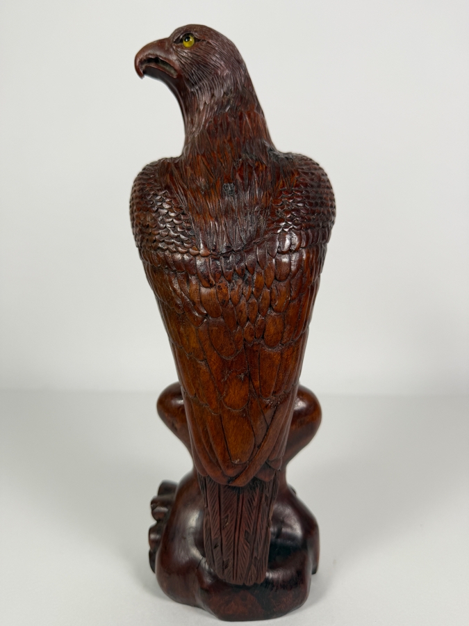 Impressive Hand Carved Wooden Eagle Figurine 11.5H [Photo 5]