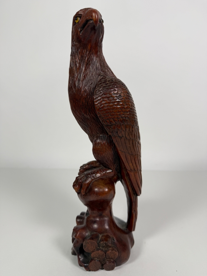 Impressive Hand Carved Wooden Eagle Figurine 11.5H [Photo 4]