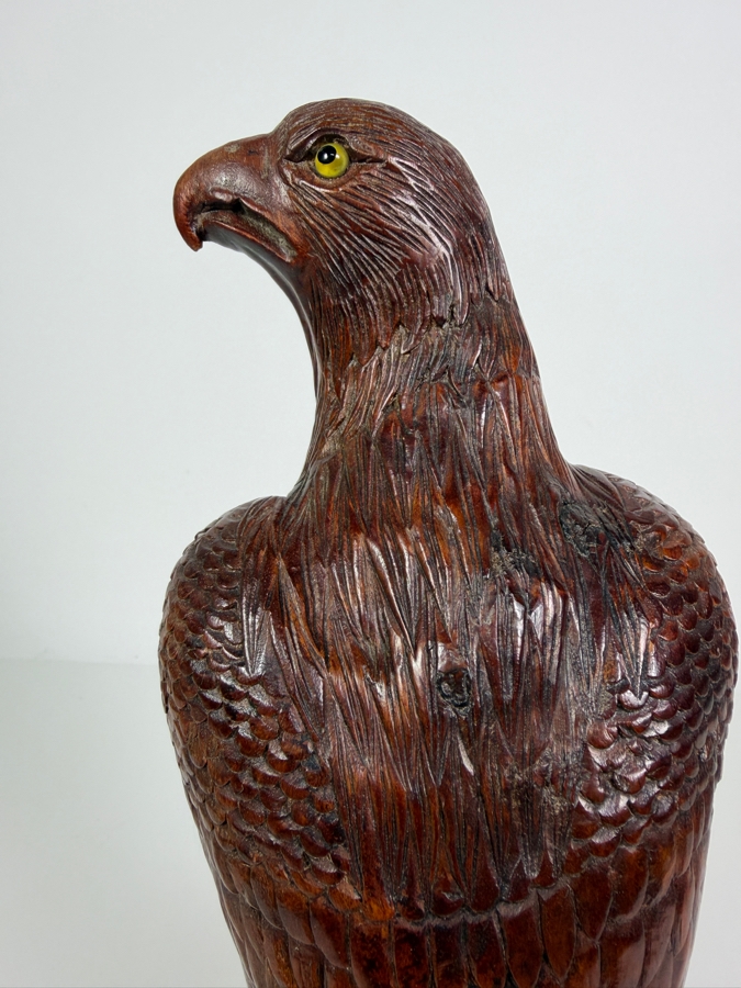 Impressive Hand Carved Wooden Eagle Figurine 11.5H [Photo 7]