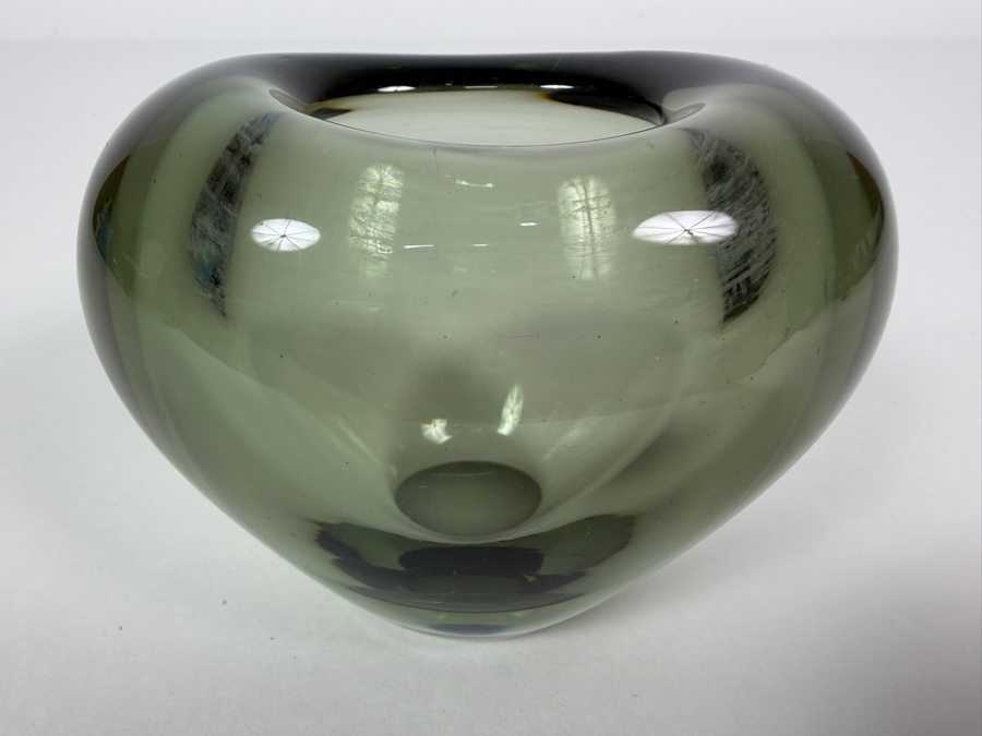 Smoky Gray Glass Vase Designed By Per Lütken For Holmegaard 3.25'H [Photo 3]