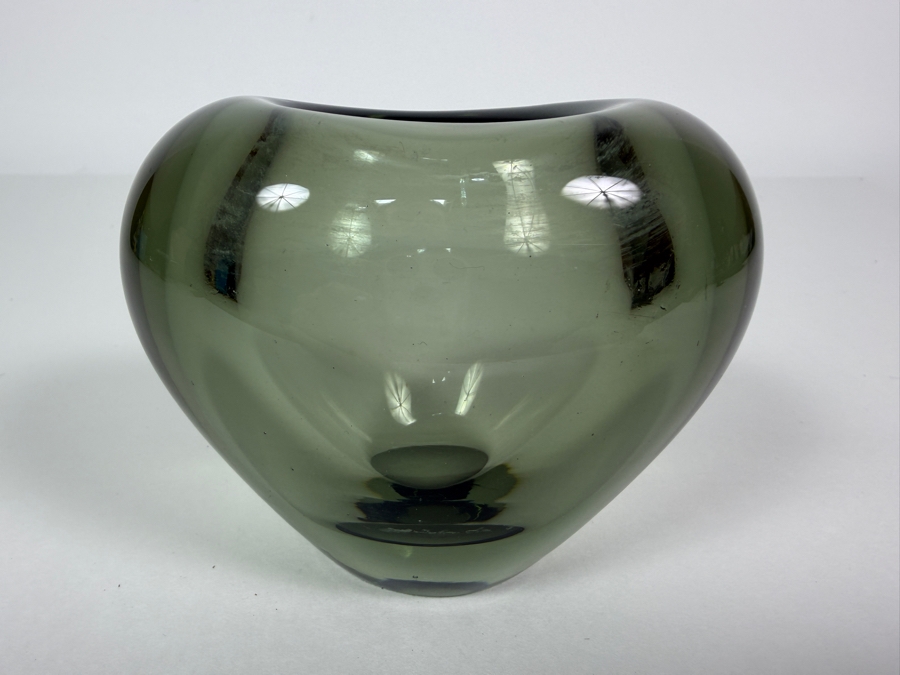 Smoky Gray Glass Vase Designed By Per Lütken For Holmegaard 3.25'H [Photo 2]